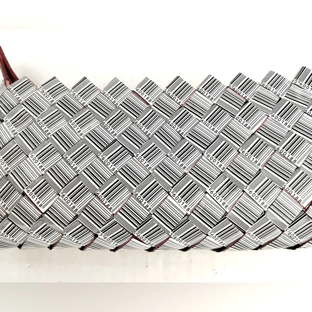Nahui Ollio Bar Code Candy Gum Wrapper Clutch Wristlet Black/White Red Interior